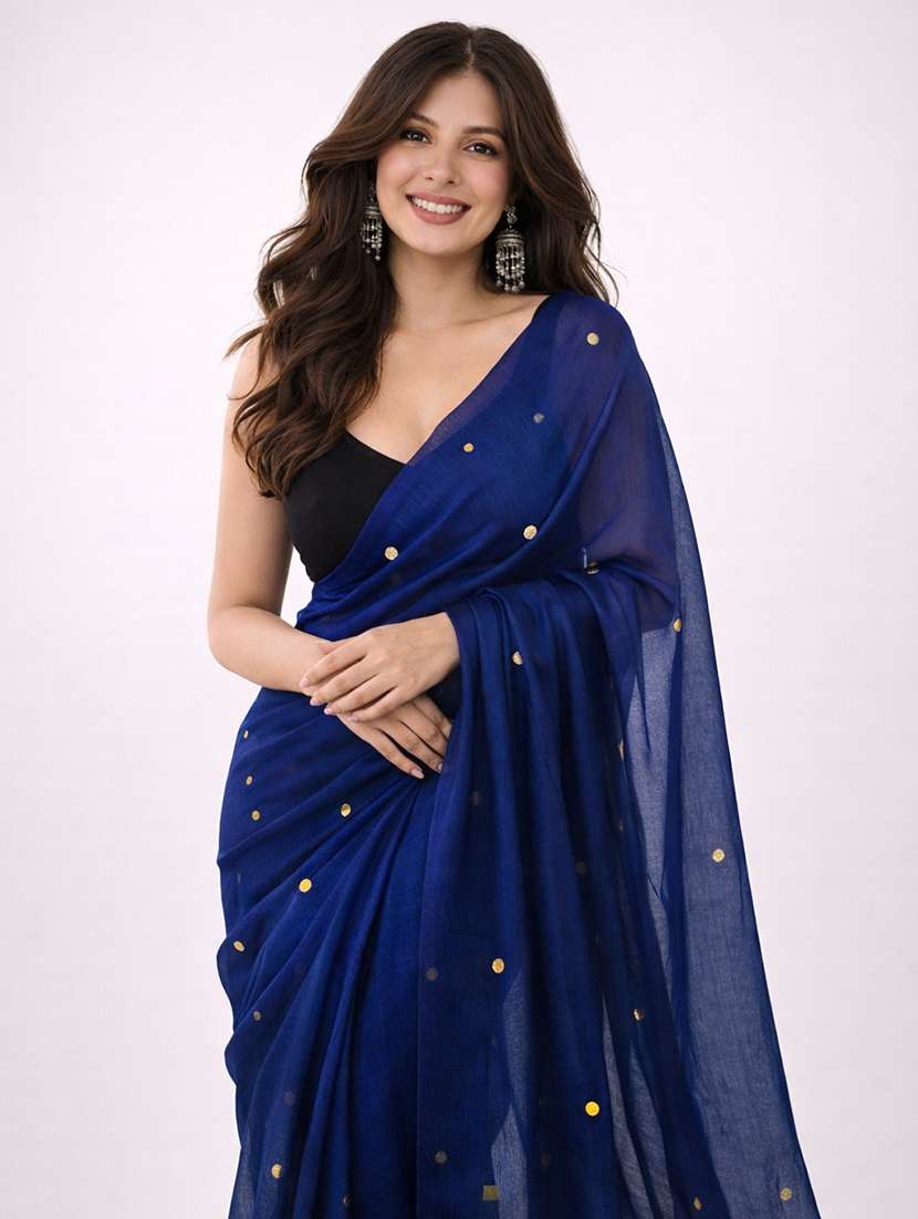 Women Solid With Work Handloom Saree With Blouse - 22615526 -  Standard Image - 1