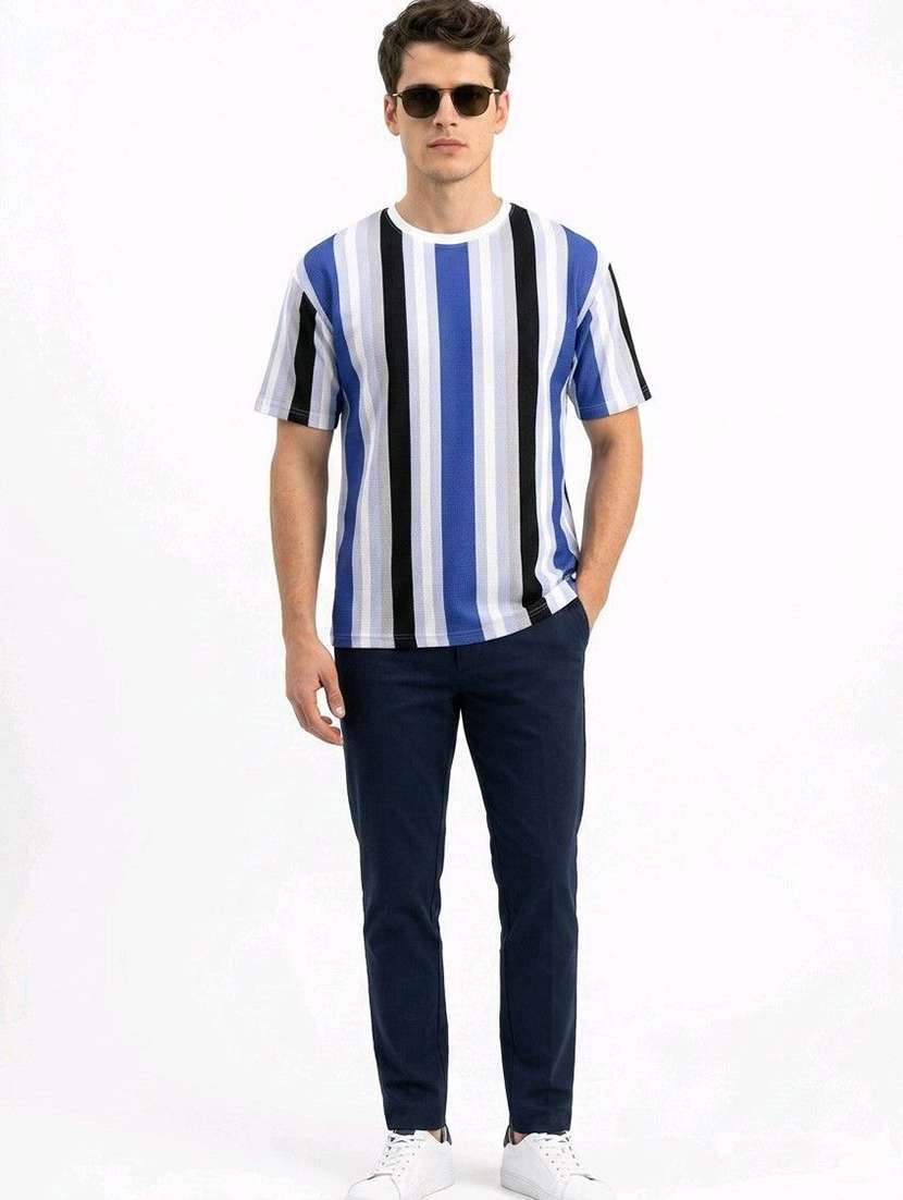 Men Striped Short Sleeves Regular Fit T-shirt - 22615647 -  Standard Image - 4