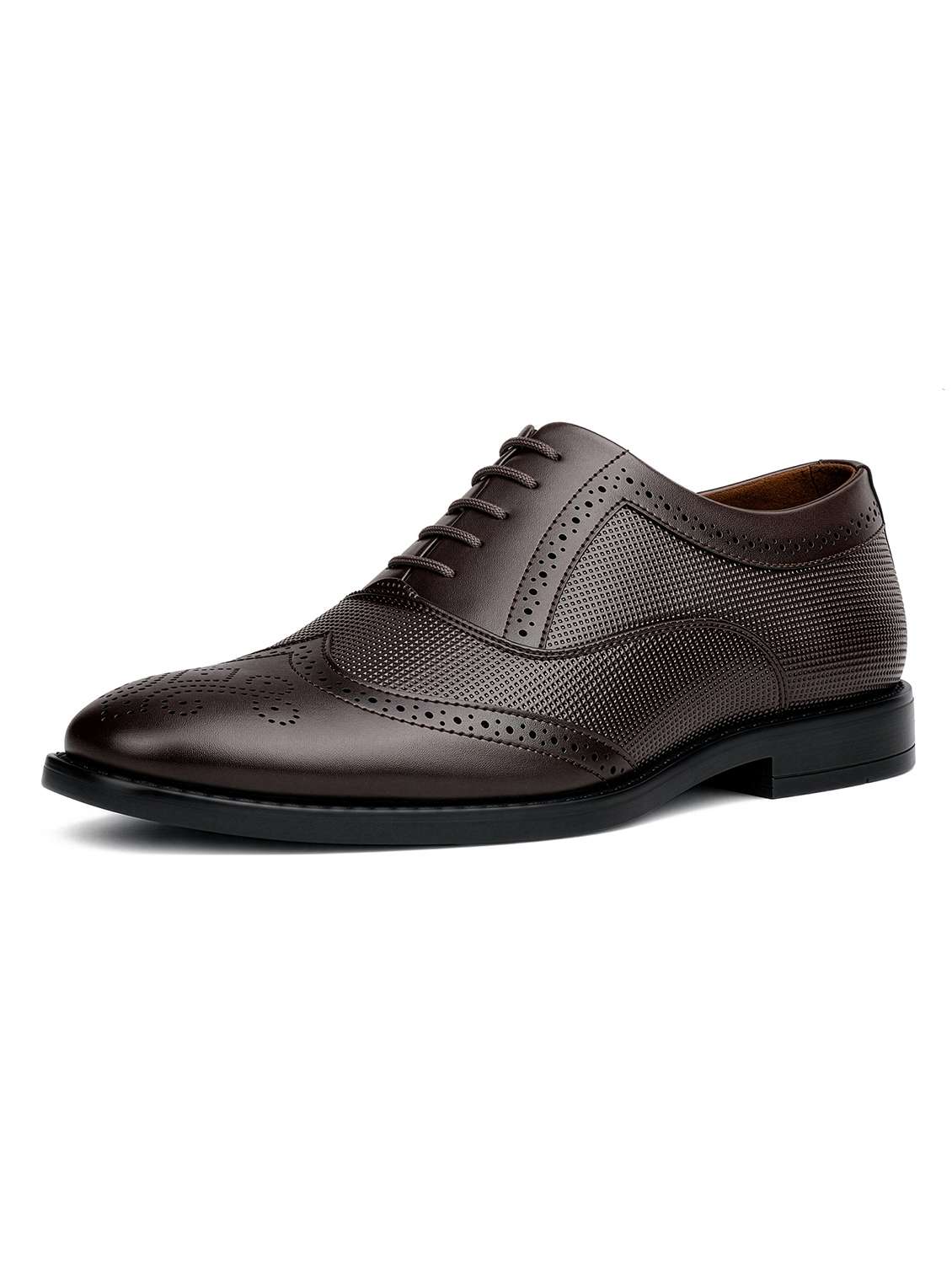men textured lace up brouges - 22615663 -  Standard Image - 1