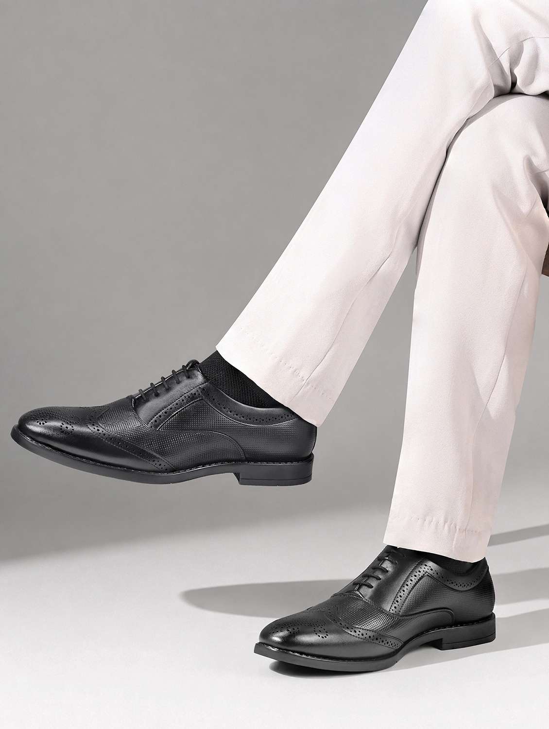 Men Textured Lace Up Brogues - 22615664 -  Standard Image - 1