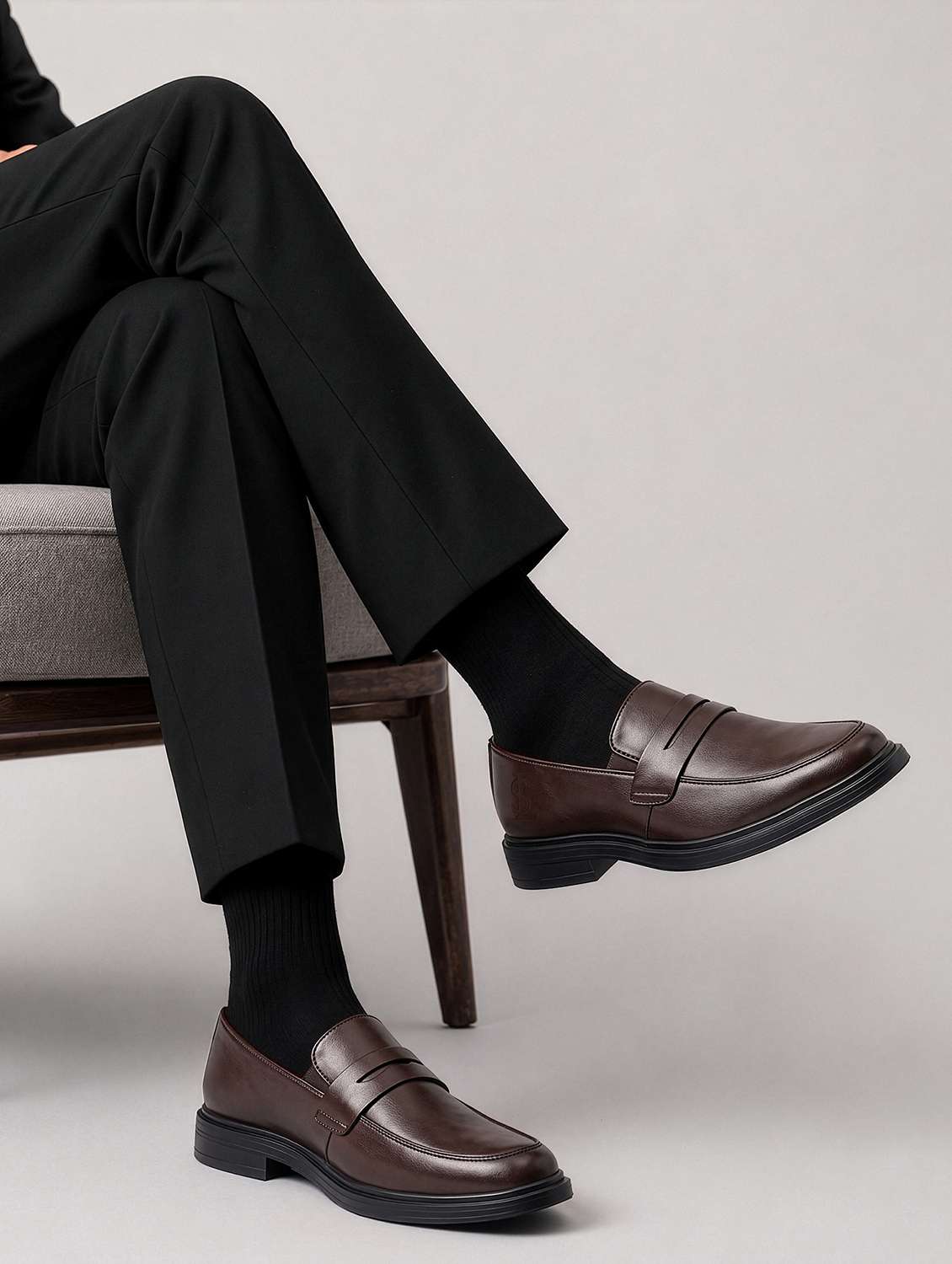men solid slip on formal shoes - 22615673 -  Standard Image - 1