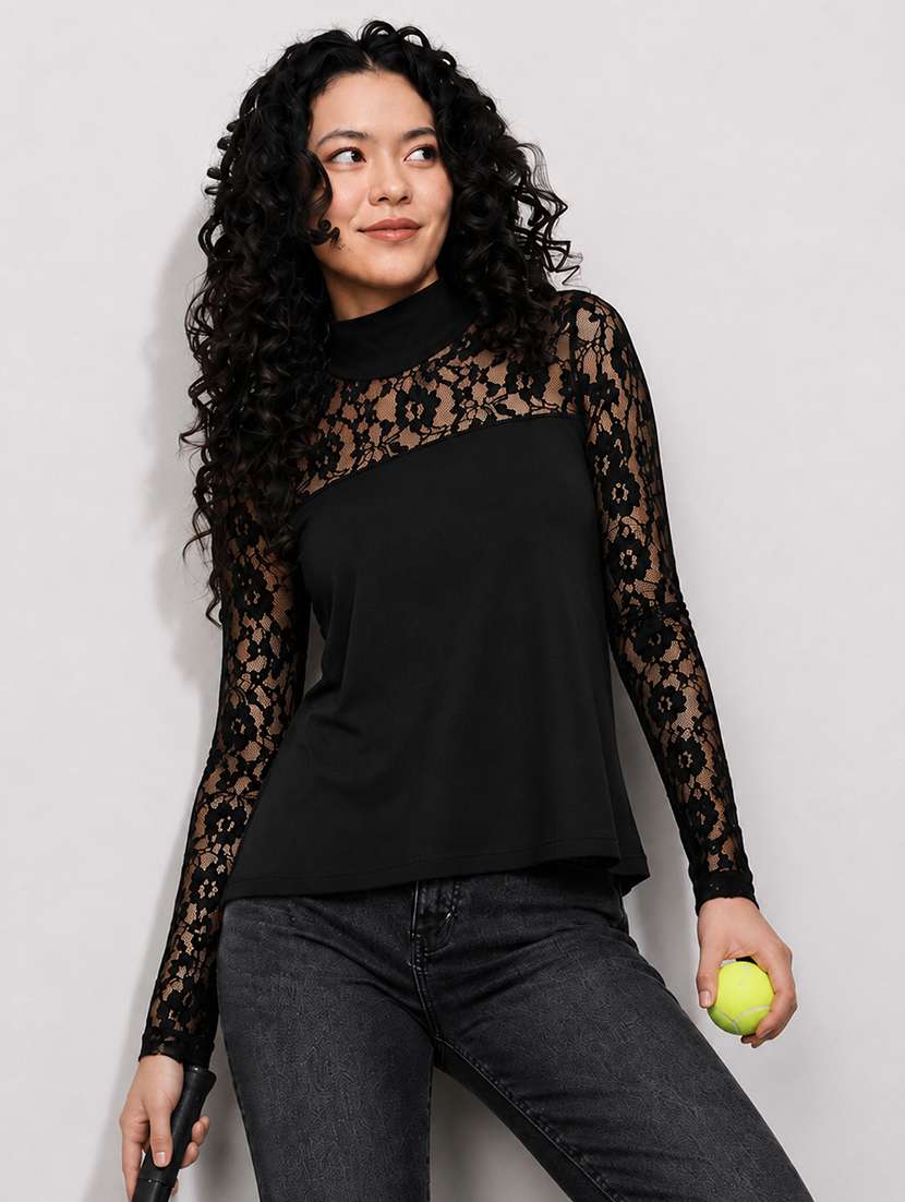women self design long sleeves regular top - 22615707 -  Standard Image - 1