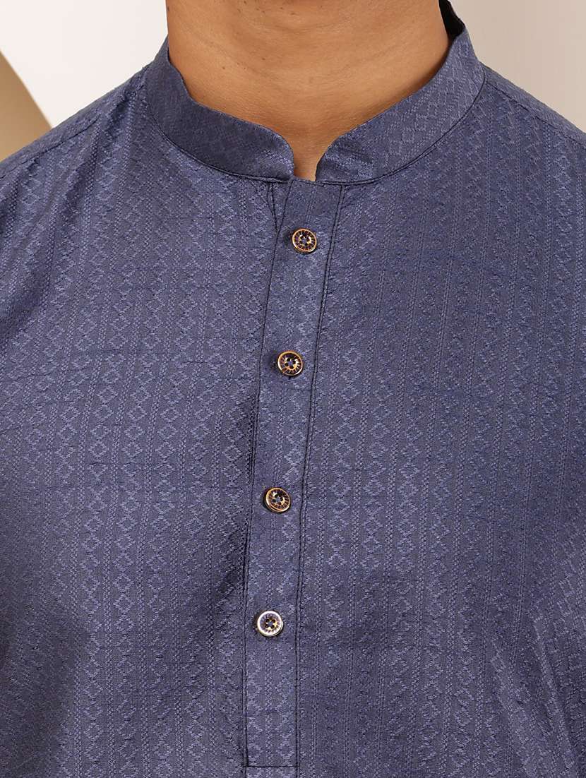 men self design mandarin neck kurta pyjama set - 22615746 -  Standard Image - 1