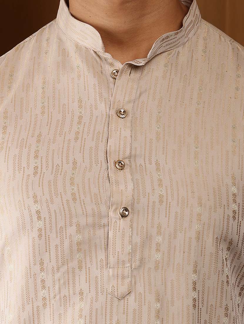 men self design mandarin neck kurta pyjama set - 22615747 -  Standard Image - 1