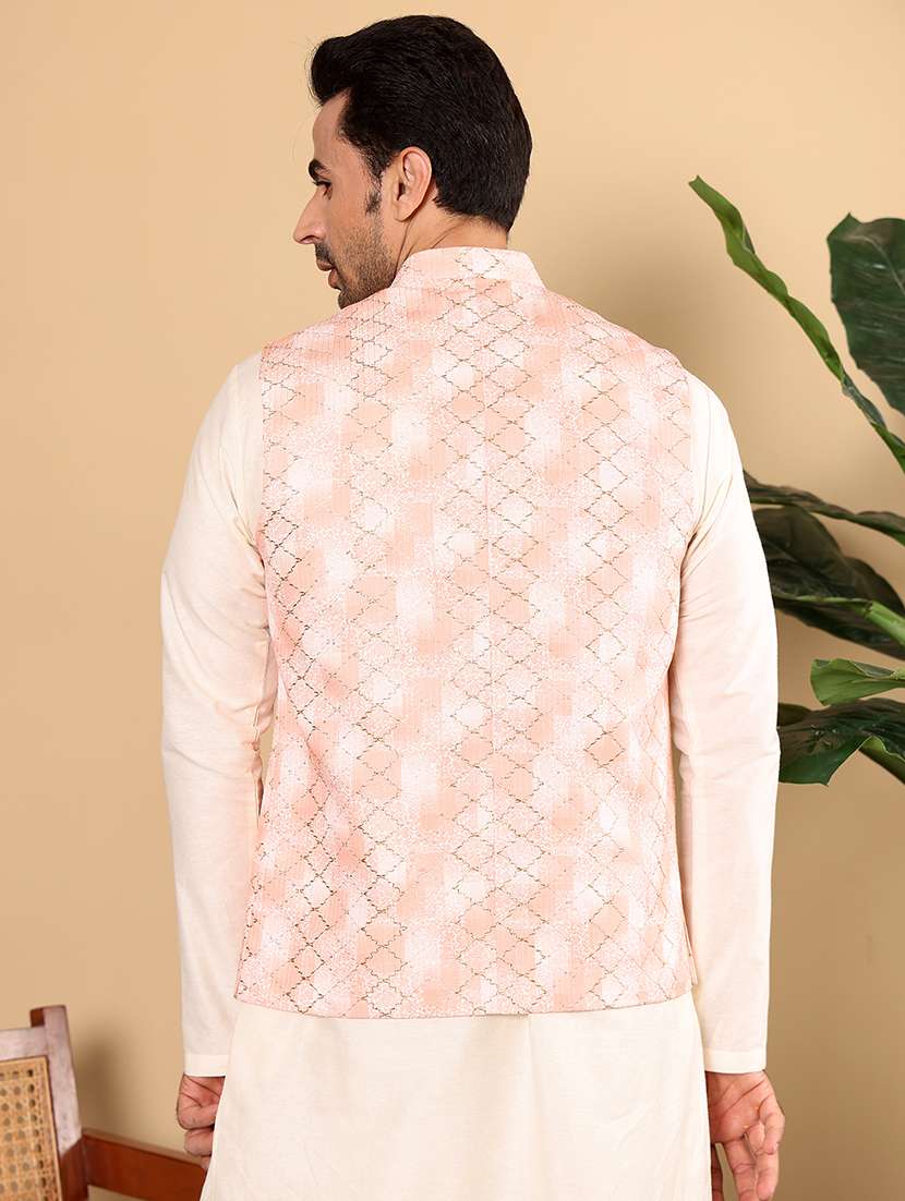 men self design mandarin neck kurta pyjama set - 22615777 -  Standard Image - 4