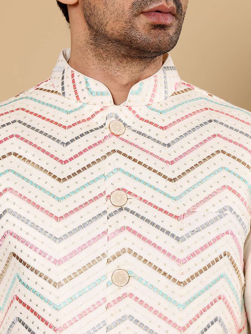 men embroidered sleeveless nehru jacket - 22615842 -  Standard Image - 1