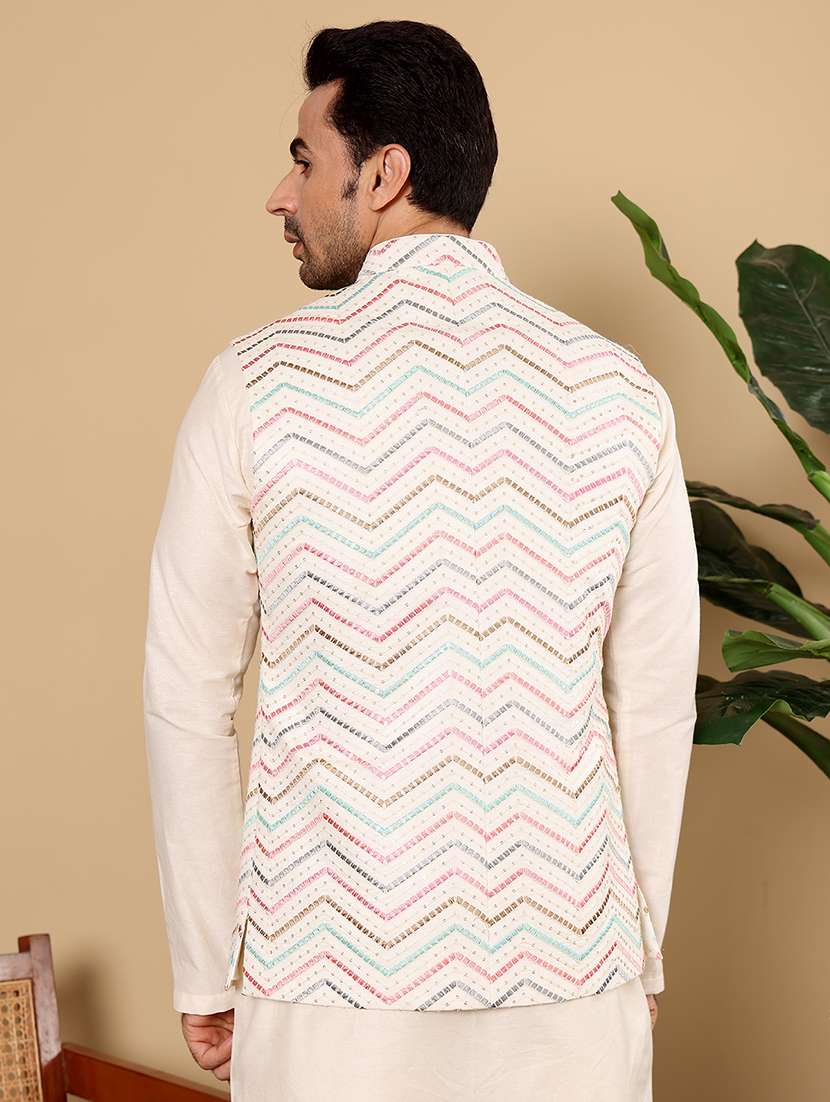 men embroidered sleeveless nehru jacket - 22615842 -  Standard Image - 4