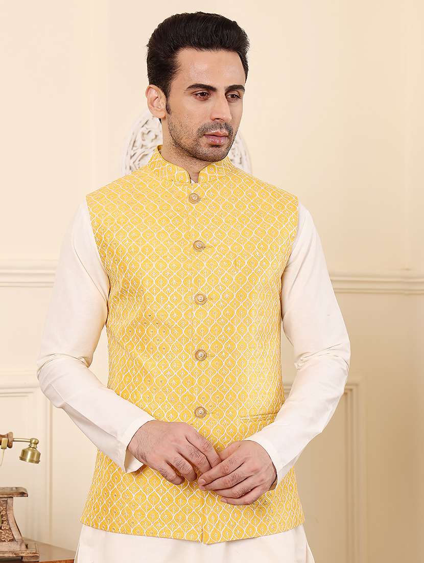 men embroidered sleeveless nehru jacket - 22615843 -  Standard Image - 4
