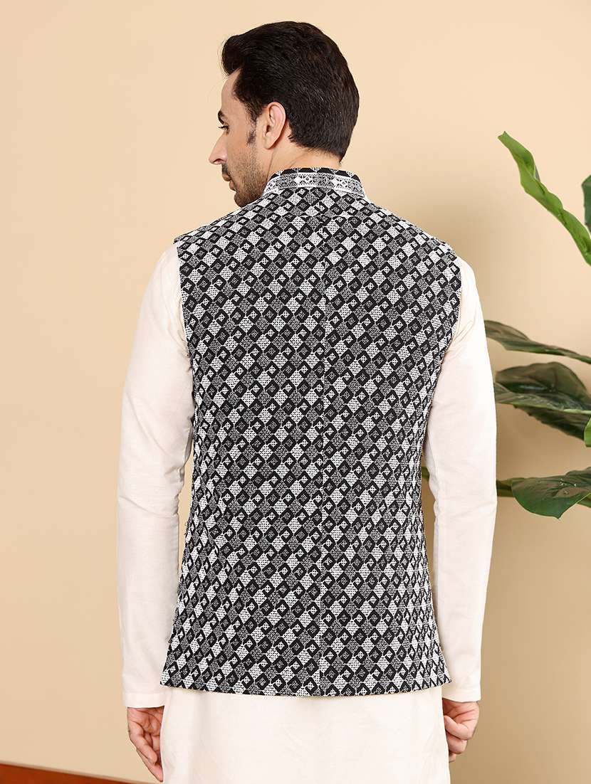 men embroidered sleeveless nehru jacket - 22615845 -  Standard Image - 4