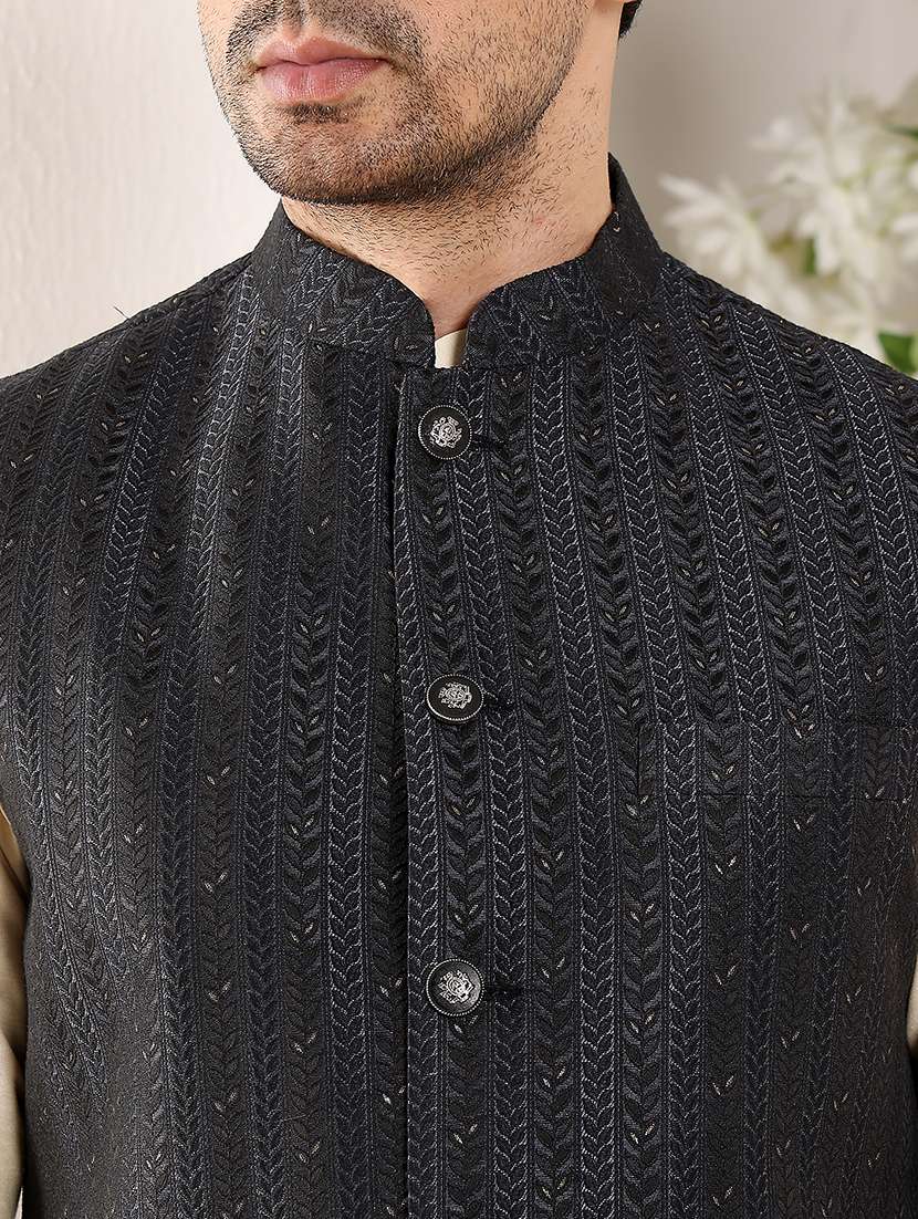men embroidered sleeveless nehru jacket - 22615847 -  Standard Image - 1