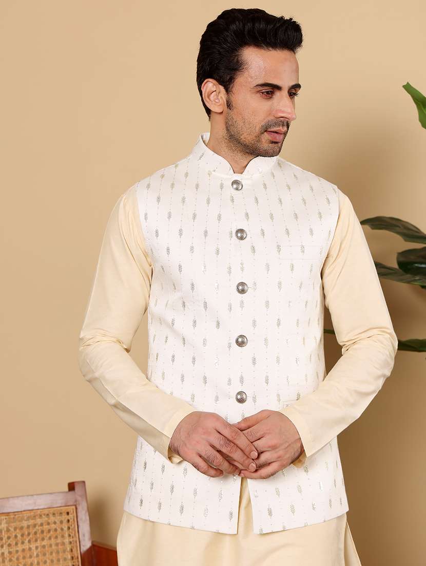 men embroidered sleeveless nehru jacket - 22615851 -  Standard Image - 1