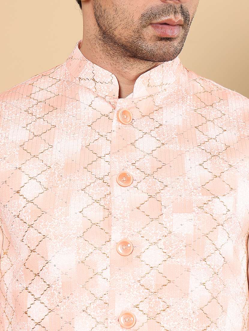 men self design sleeveless nehru jacket - 22615855 -  Standard Image - 1