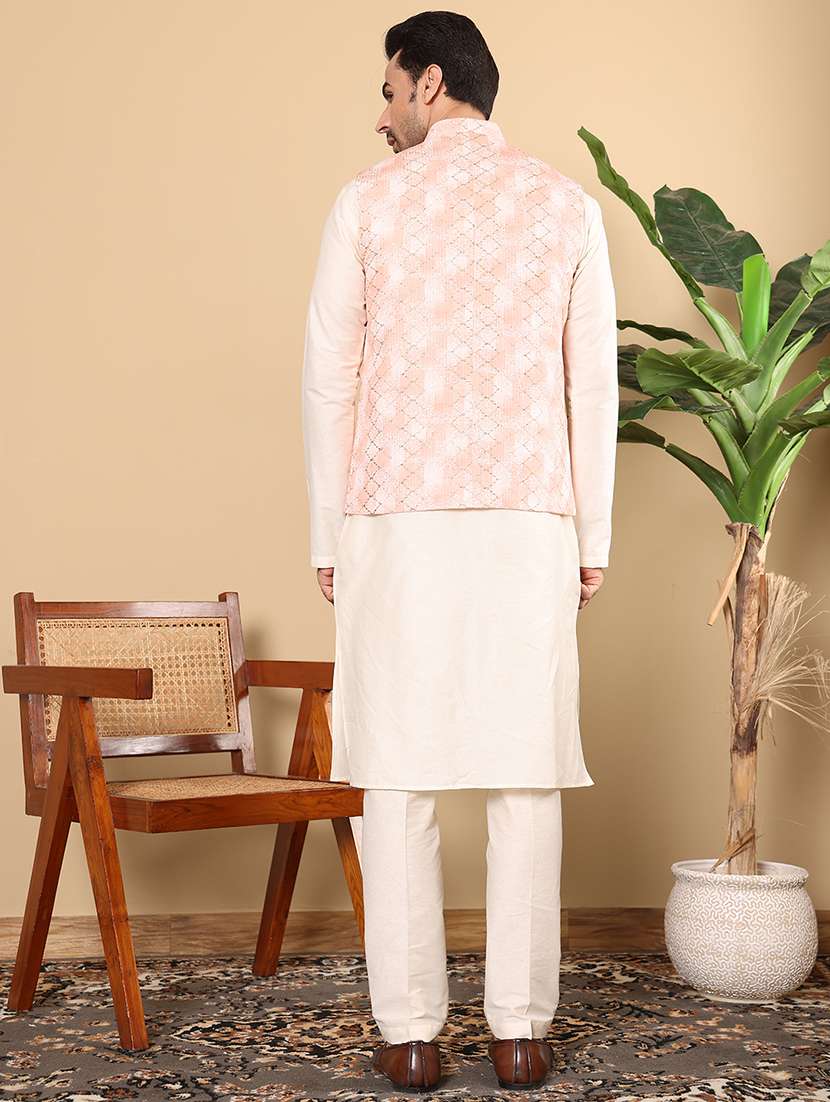 men self design sleeveless nehru jacket - 22615855 -  Standard Image - 4