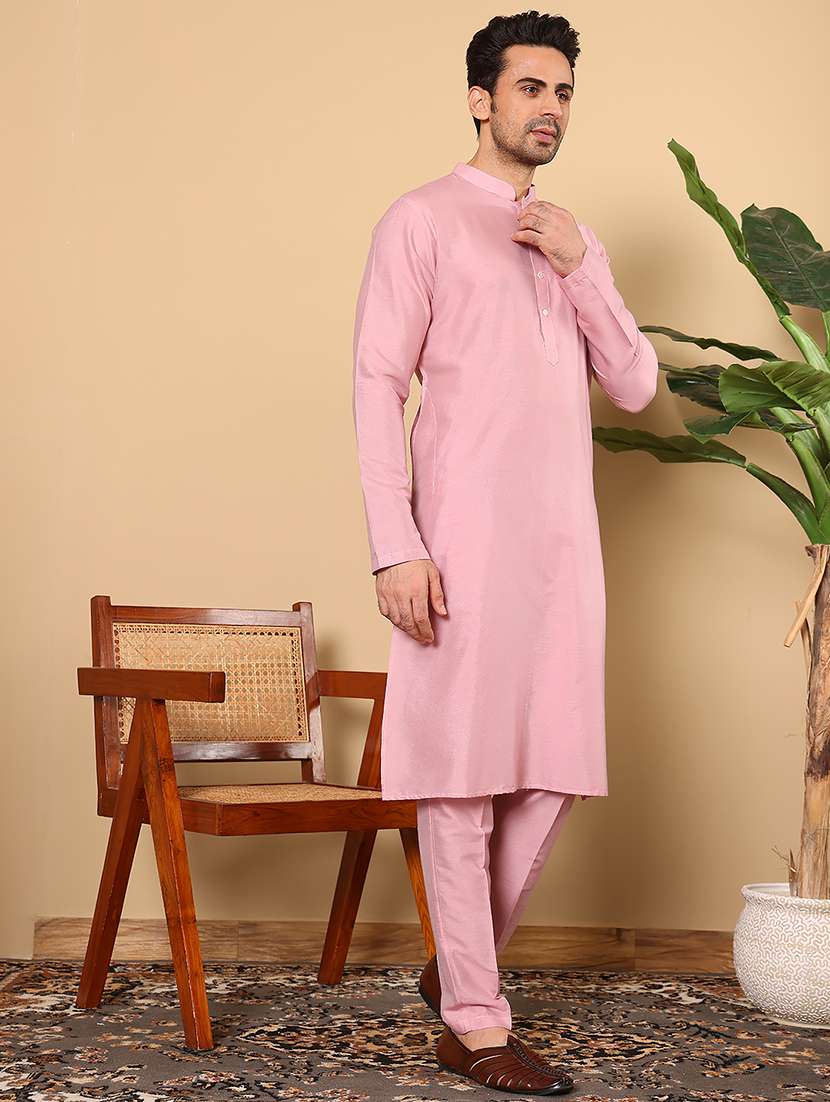 men solid mandarin neck long kurta - 22615865 -  Standard Image - 4