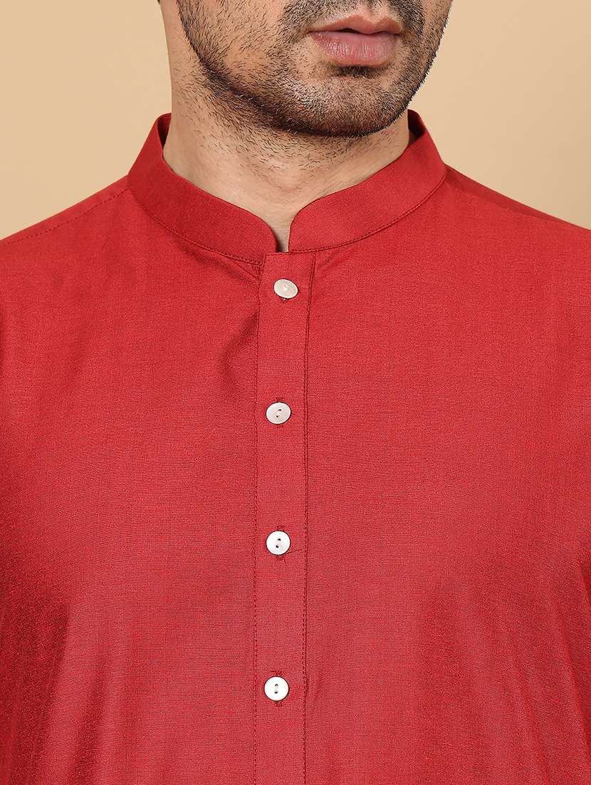 Men Solid Mandarin Neck Long Kurta - 22615912 -  Standard Image - 1
