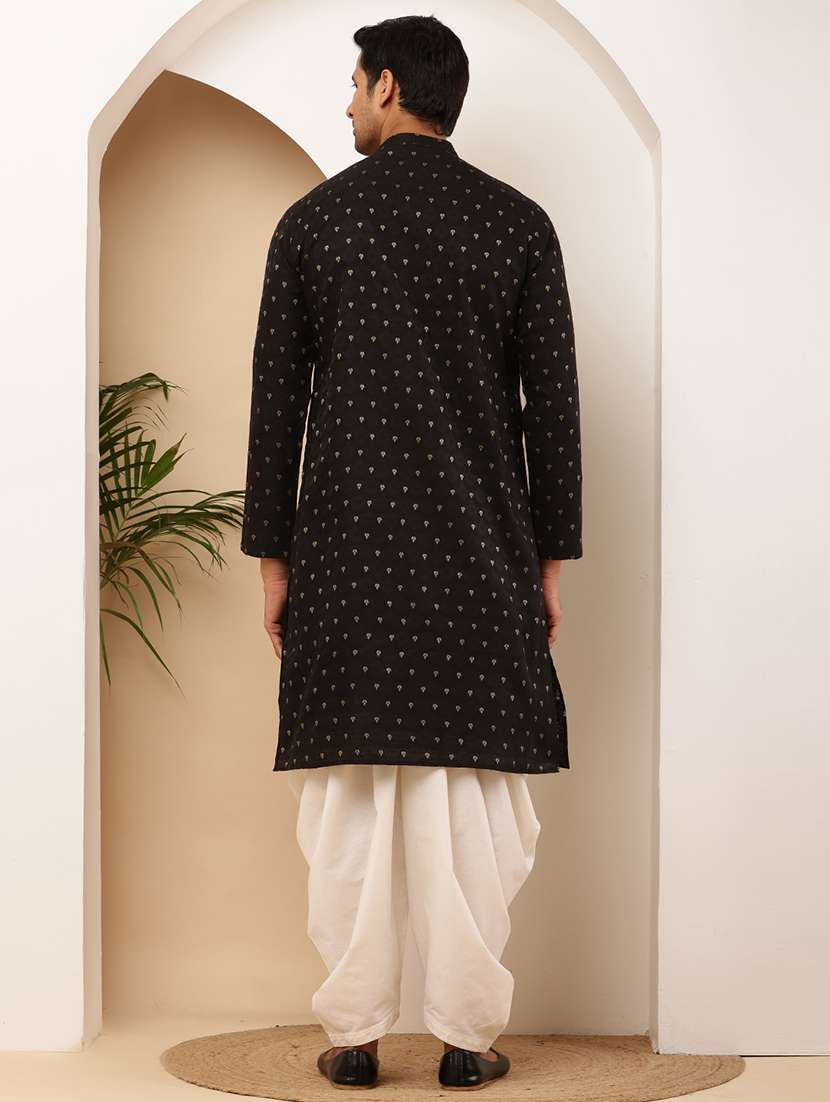 men self design mandarin neck asymmetric kurta - 22615922 -  Standard Image - 4
