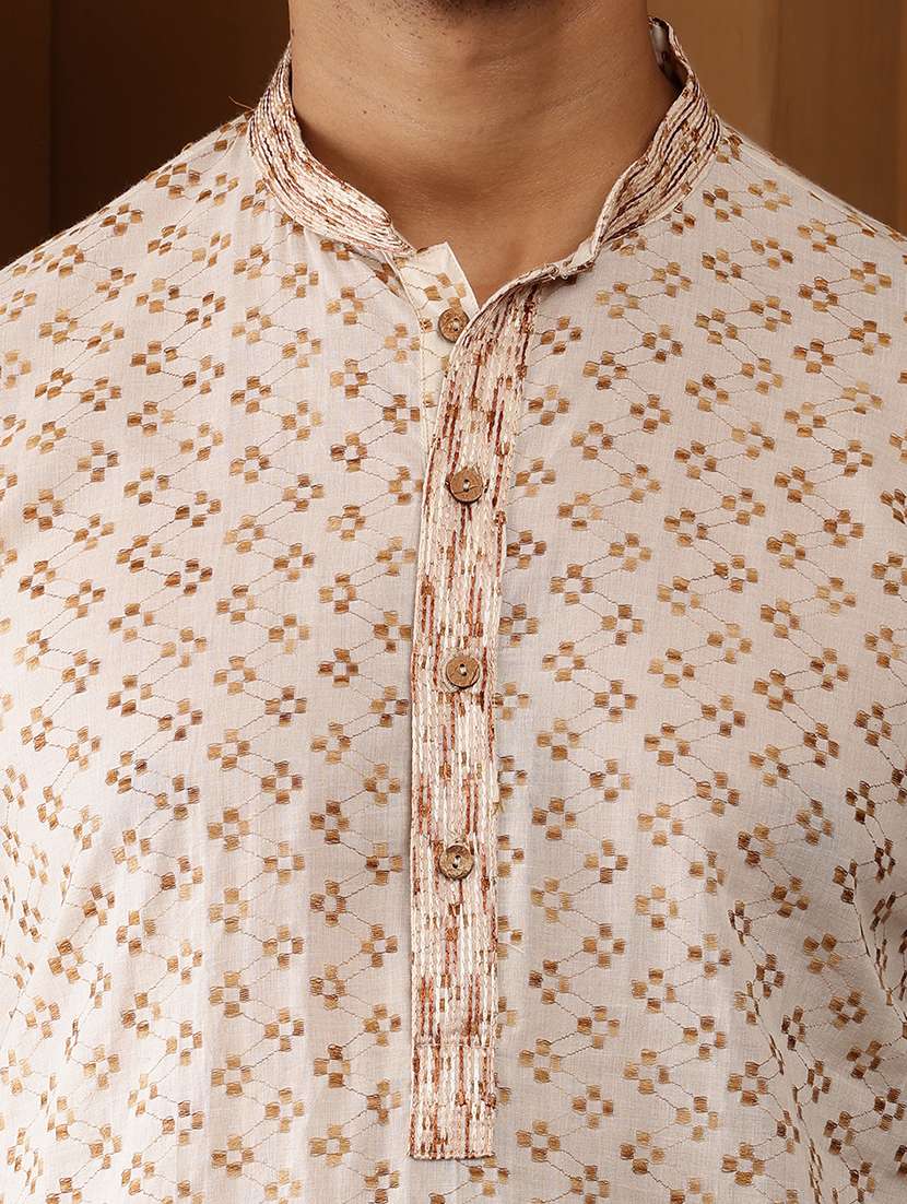 men printed mandarin neck long kurta - 22615923 -  Standard Image - 1