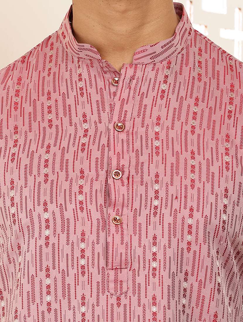 men self design mandarin neck long kurta - 22615924 -  Standard Image - 1