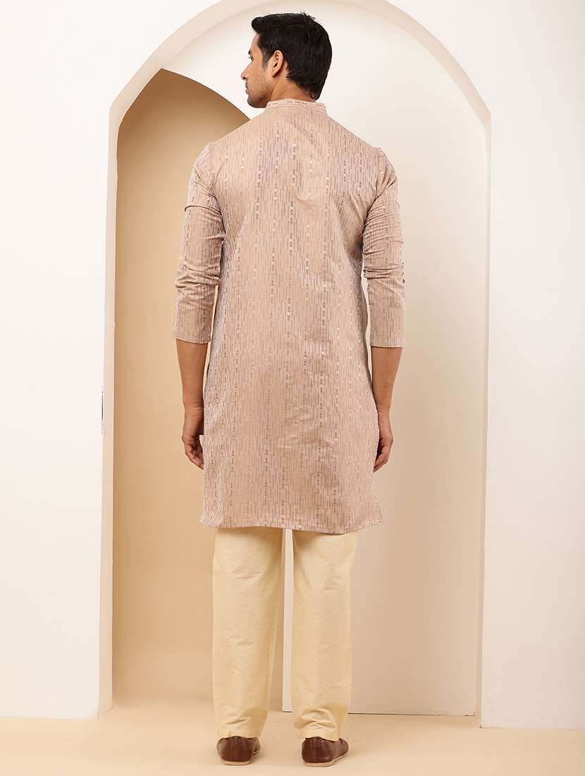 men self design mandarin neck long kurta - 22615925 -  Standard Image - 4