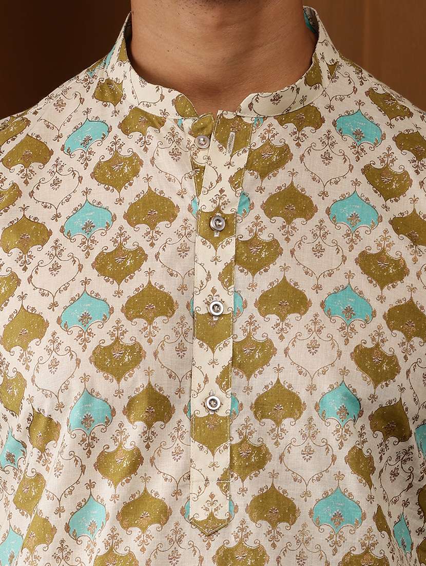 Men Printed Mandarin Neck Long Kurta - 22615939 -  Standard Image - 1