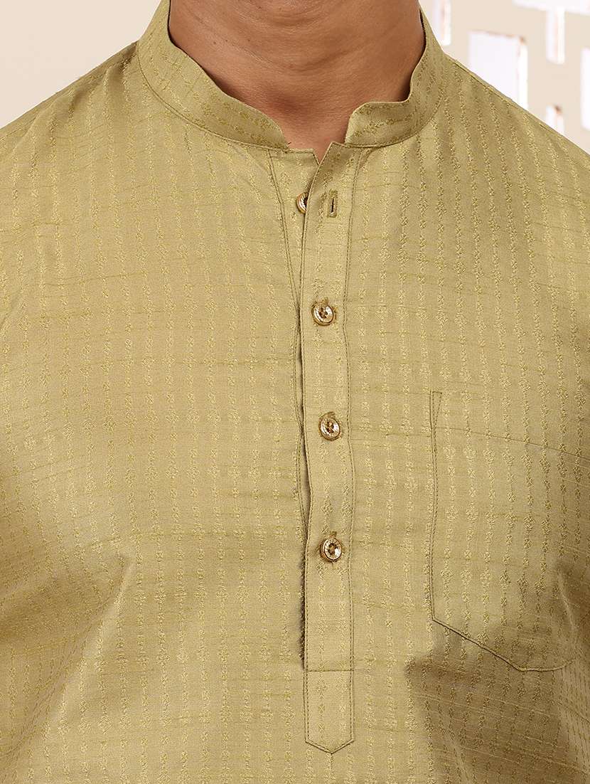 men self design mandarin neck short kurta - 22615949 -  Standard Image - 1