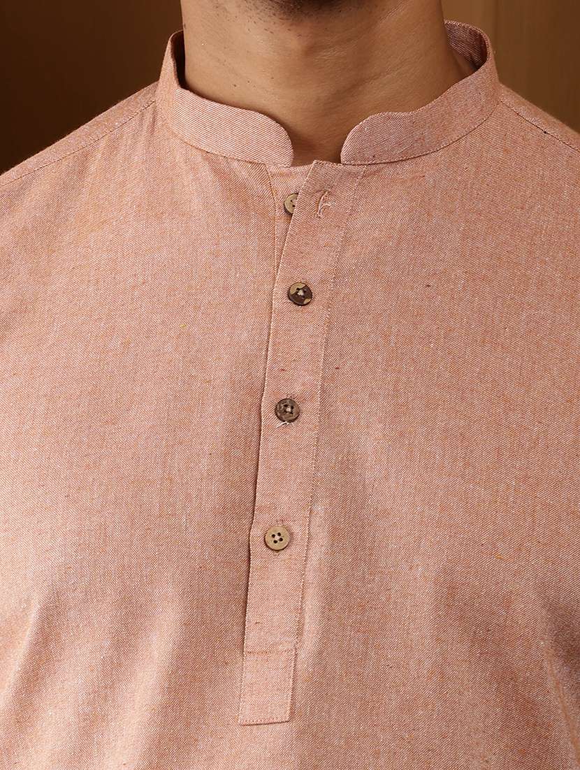 men solid mandarin neck short kurta - 22615955 -  Standard Image - 1