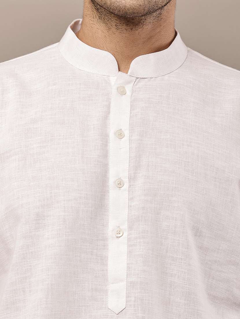men solid mandarin neck long kurta - 22615963 -  Standard Image - 1