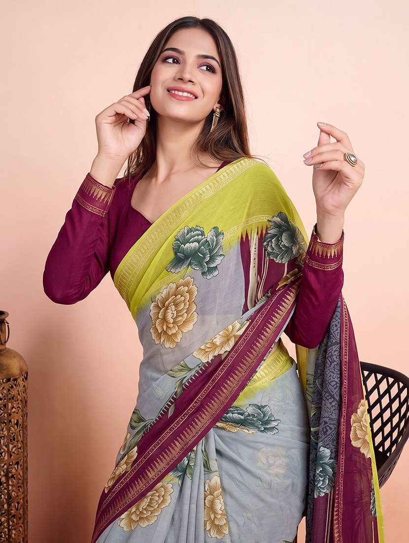 women printed casual wear saree with blouse - 22616059 -  Standard Image - 1