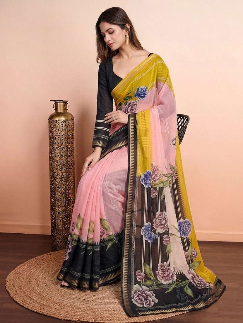 women printed casual wear saree with blouse - 22616060 -  Standard Image - 4