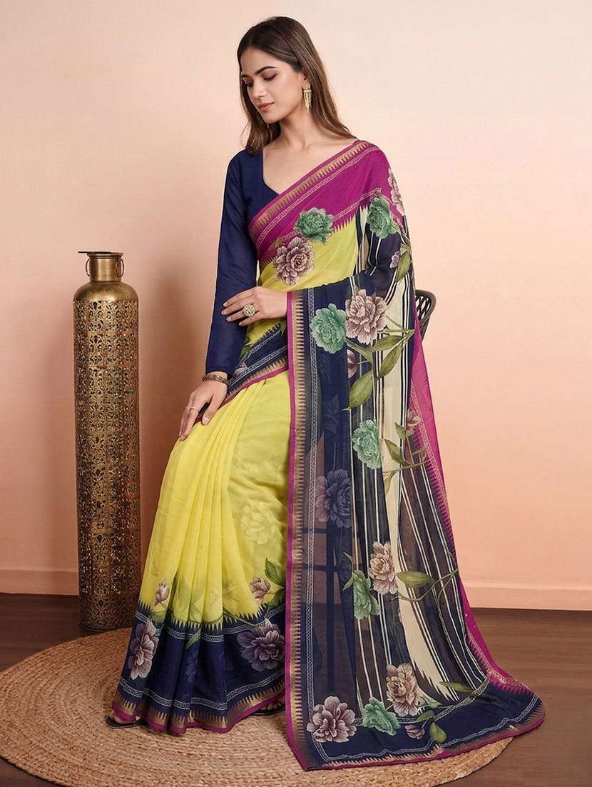 women printed casual wear saree with blouse - 22616062 -  Standard Image - 4