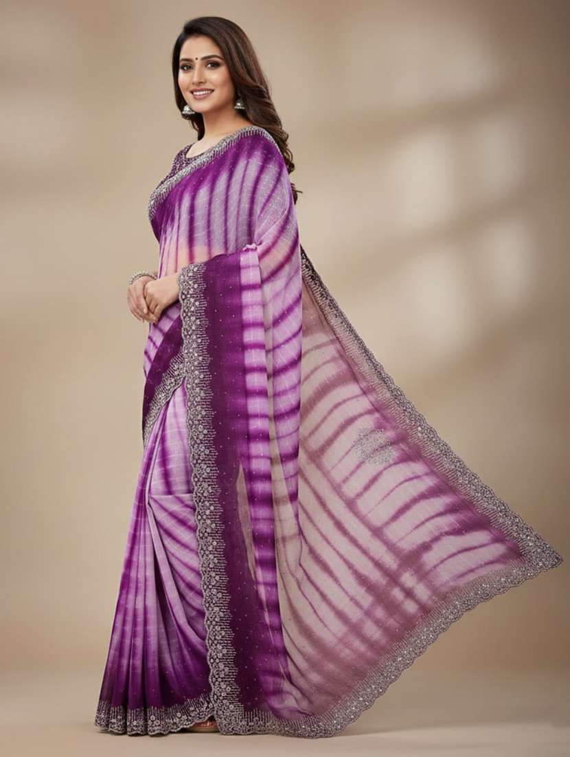 women tie & dye printed saree with blouse - 22616090 -  Standard Image - 1