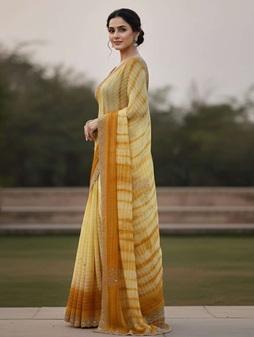 women tie & dye printed saree with blouse - 22616091 -  Standard Image - 1
