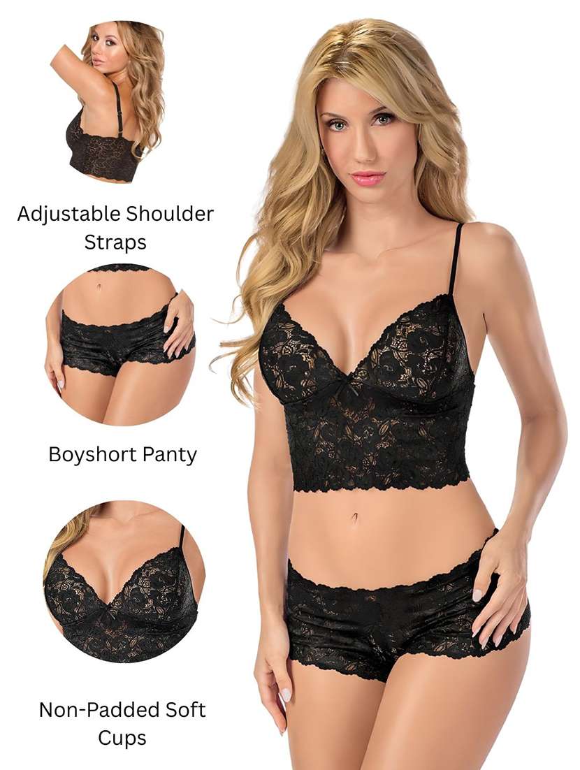Women Self Design Shoulder Strap Bra Panty Set - 22616095 -  Standard Image - 4