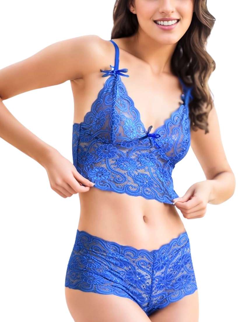 Women Self Design Shoulder Strap Bra Panty Set - 22616096 -  Standard Image - 1