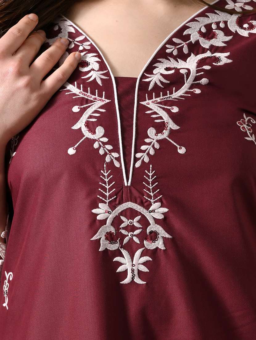 Women Embroidered Three Quarter Sleeves Kurta Palazzo Set With Dupatta - 22616100 -  Standard Image - 1