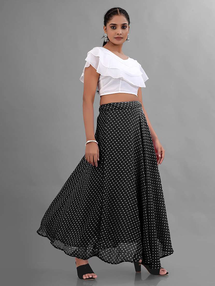 women polka dot printed v neck skirt top set - 22616108 -  Standard Image - 1