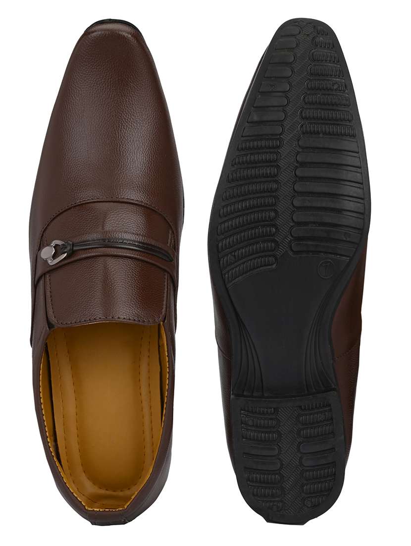 men solid slip on formal shoes - 22616121 -  Standard Image - 4