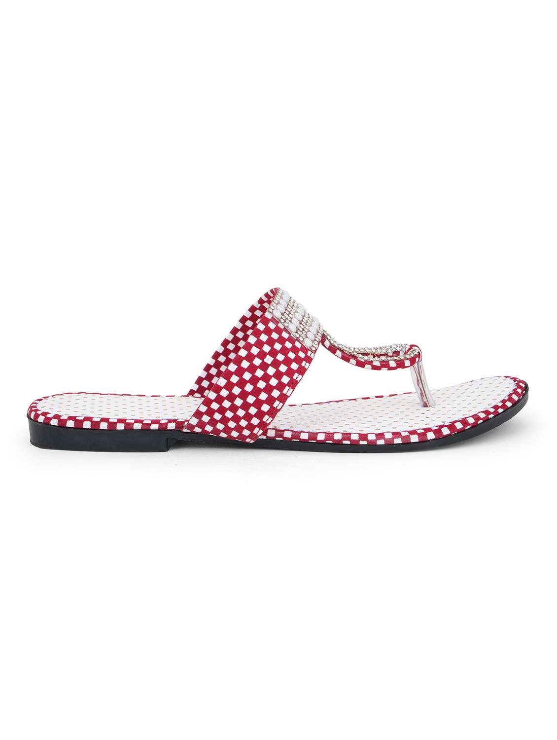 women checkered toe separator flats - 22616194 -  Standard Image - 1