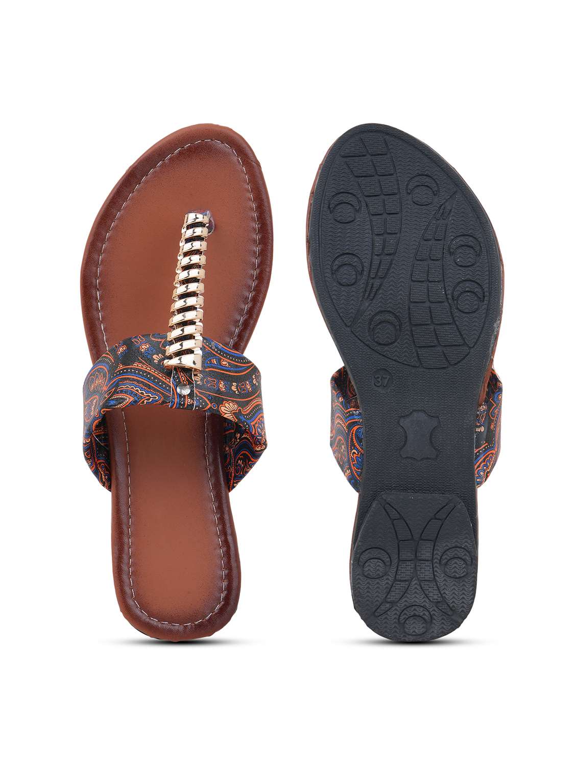 women printed toe separator flats - 22616212 -  Standard Image - 4
