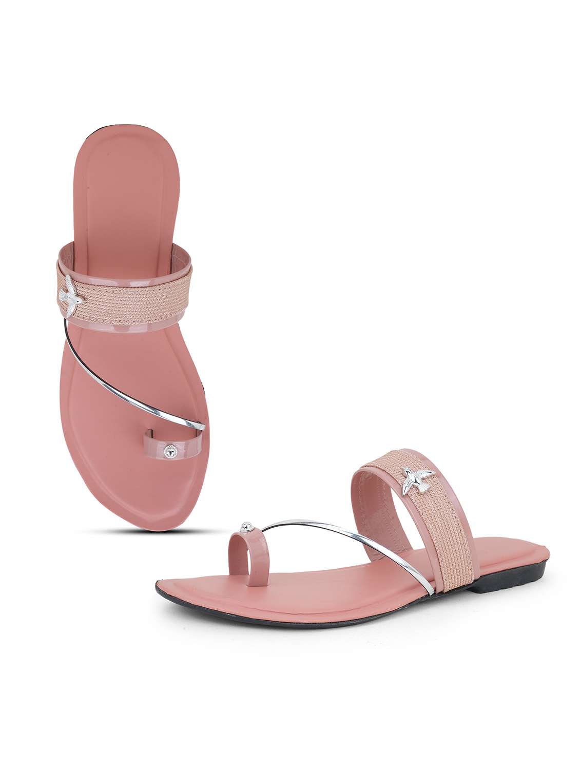 women textured one toe flats - 22616215 -  Standard Image - 1