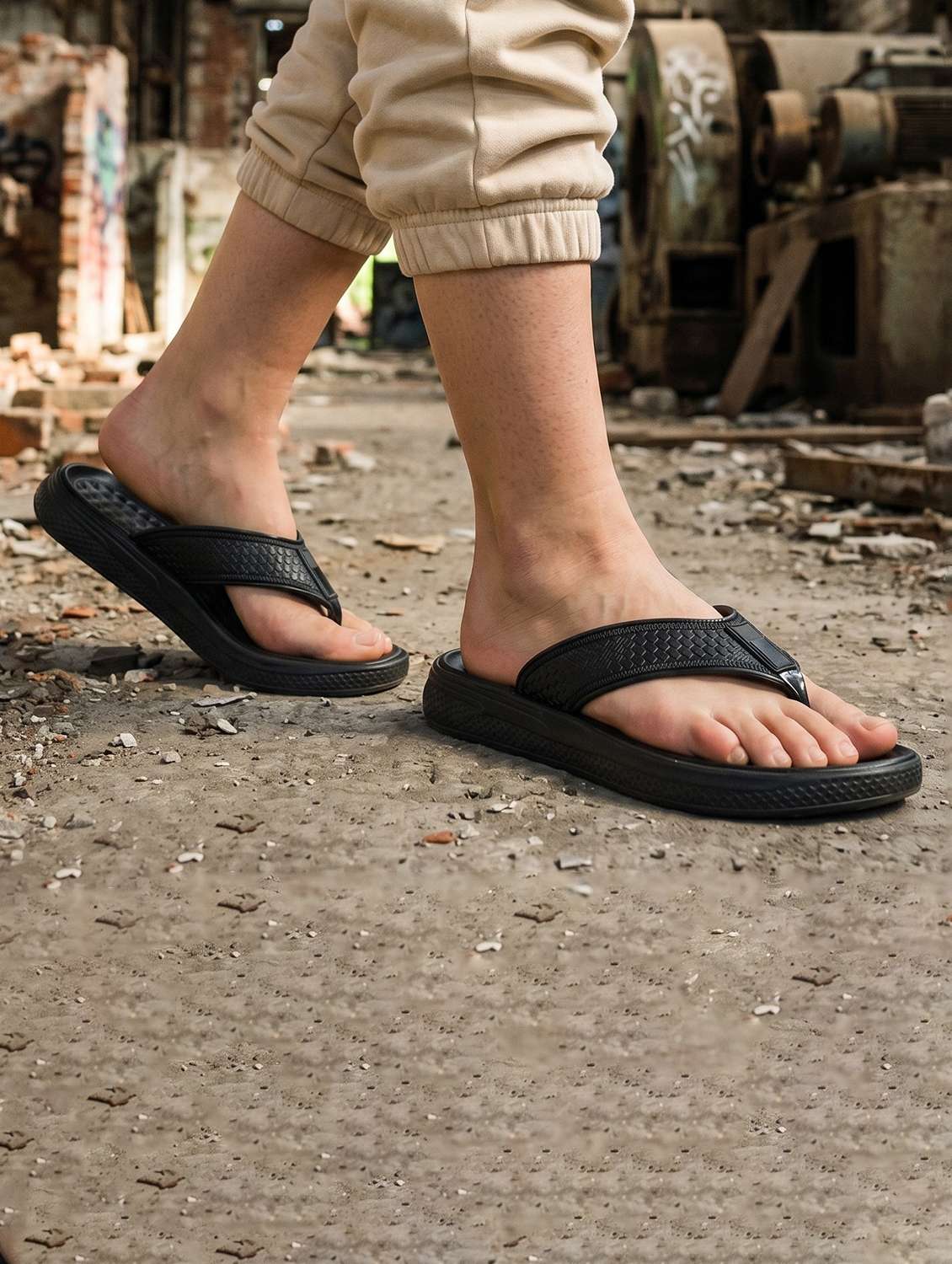 men textured toe separator flip flop - 22616253 -  Standard Image - 4