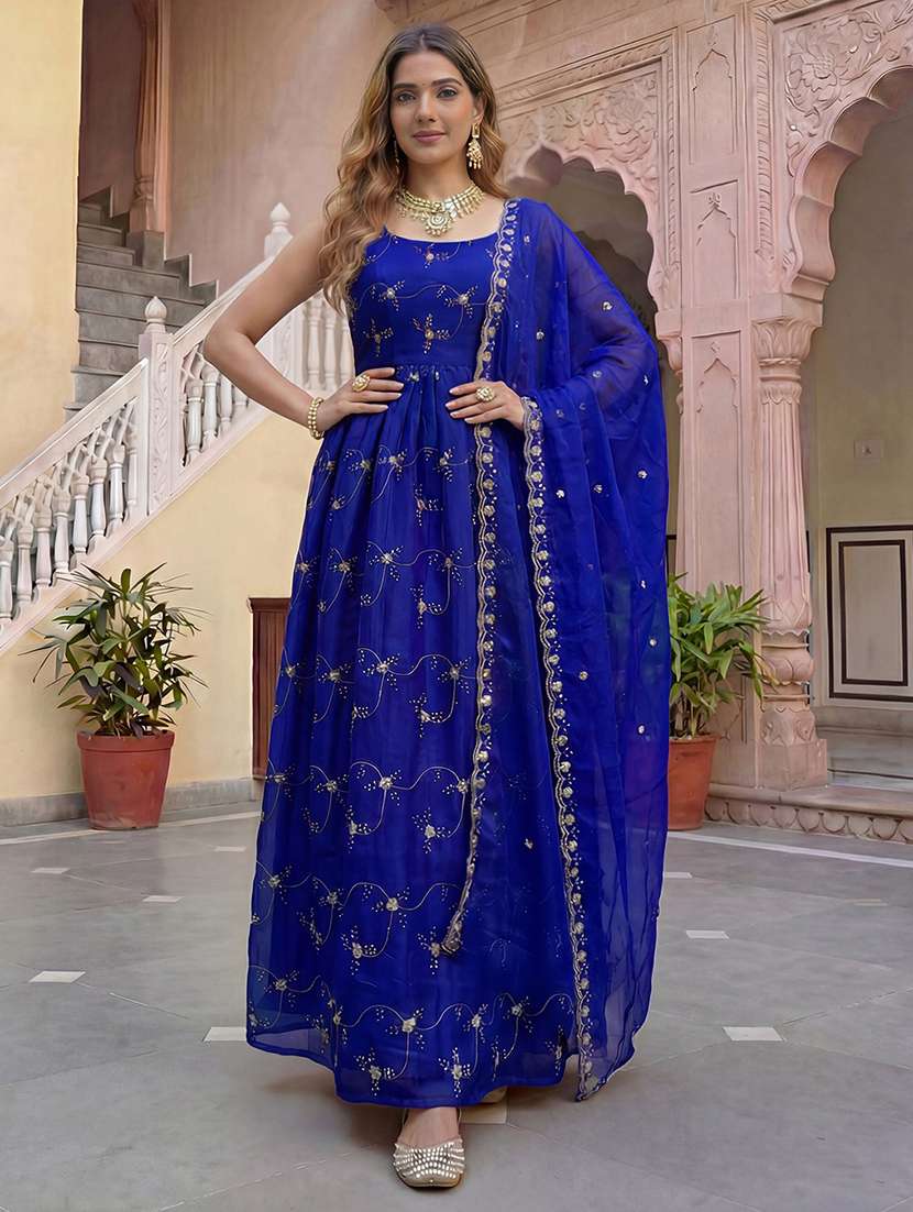 women embroidered sleeveless kurta dupatta set - 22616261 -  Standard Image - 1