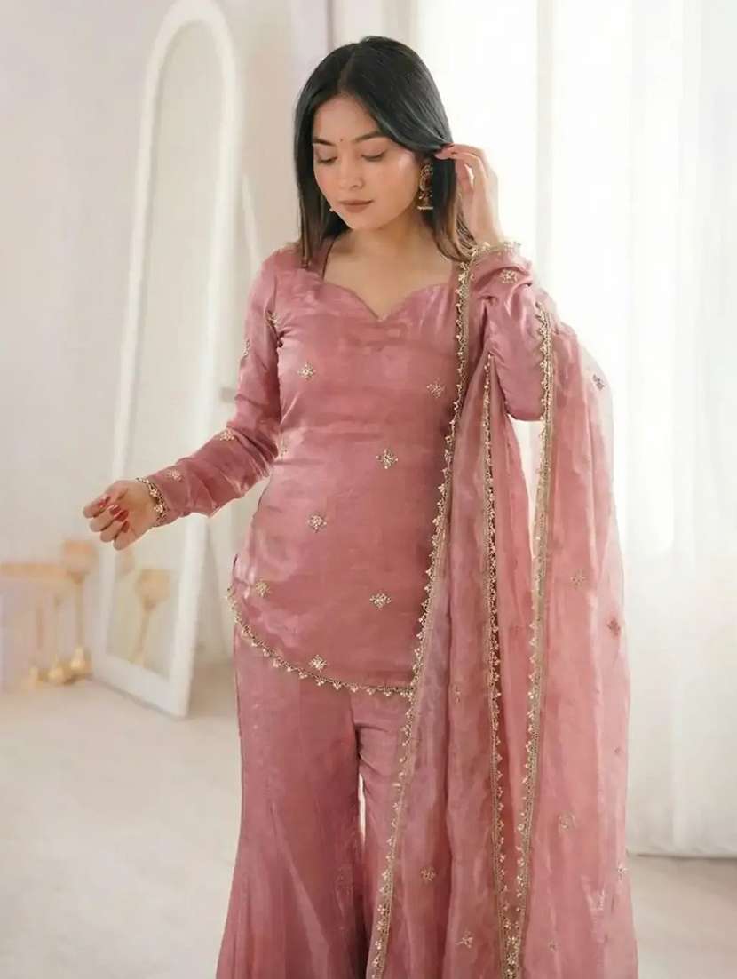 Women Embroidered Long Sleeves Kurta Sharara Set With Dupatta - 22616270 -  Standard Image - 1