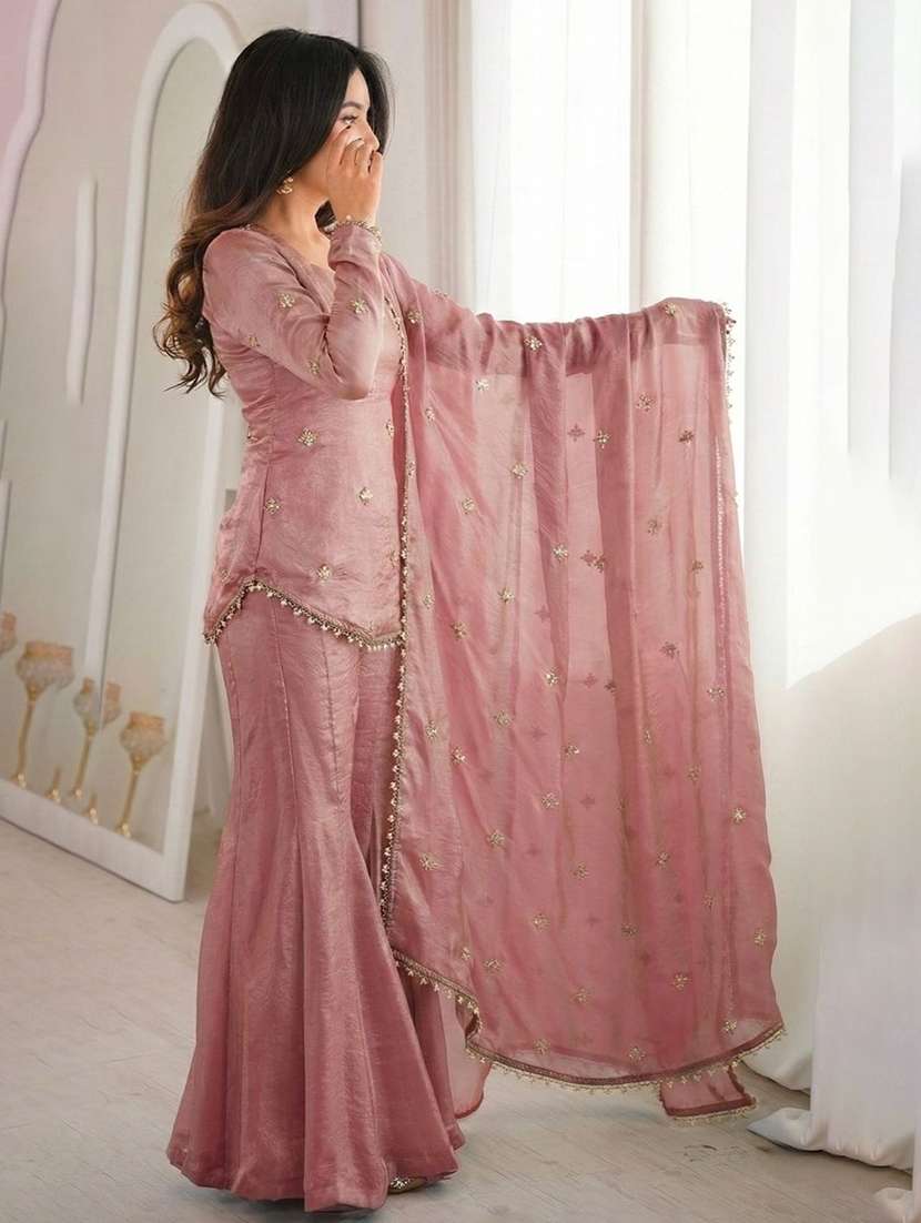 Women Embroidered Long Sleeves Kurta Sharara Set With Dupatta - 22616270 -  Standard Image - 4