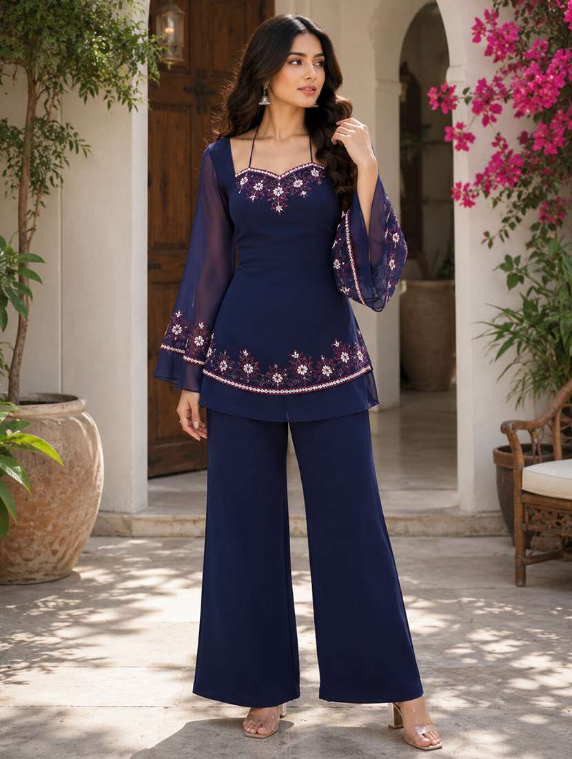 Women Embroidered Flared Sleeves Kurta Pant Set - 22616281 -  Standard Image - 1