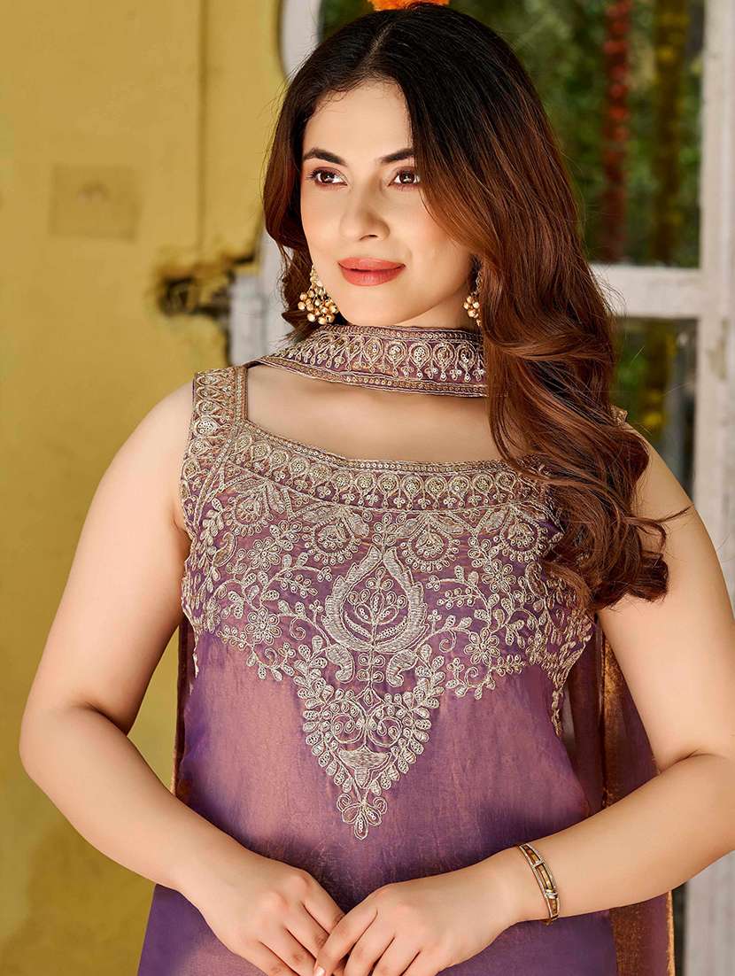 Women Embroidered Sleeveless Kurta Palazzo Set With Dupatta - 22616353 -  Standard Image - 1