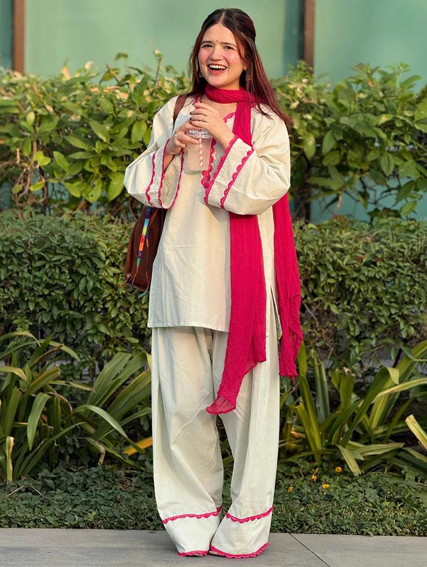 women solid long sleeves kurta salwar set with dupatta - 22616361 -  Standard Image - 4