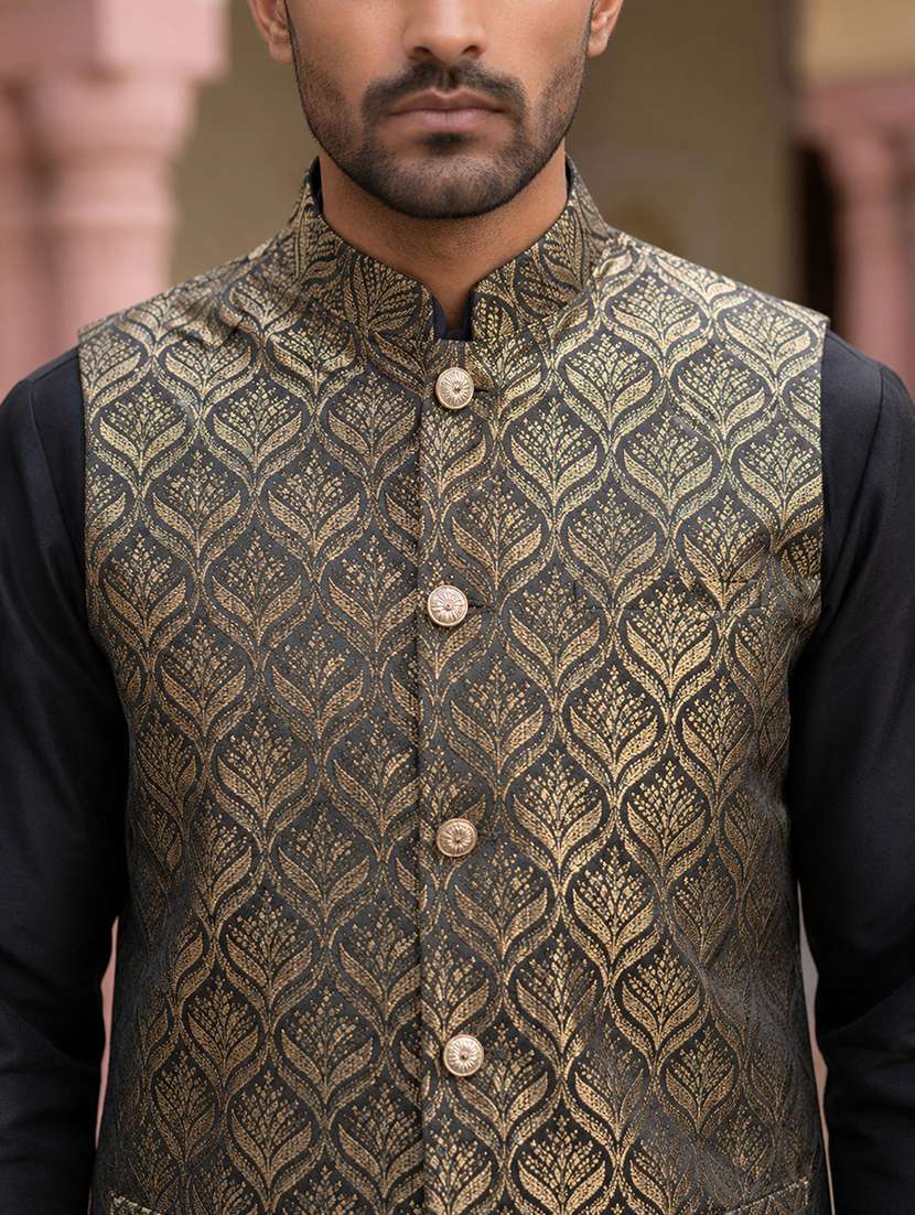 Men Self Design Mandarin Neck Nehru Jacket - 22616554 -  Standard Image - 1