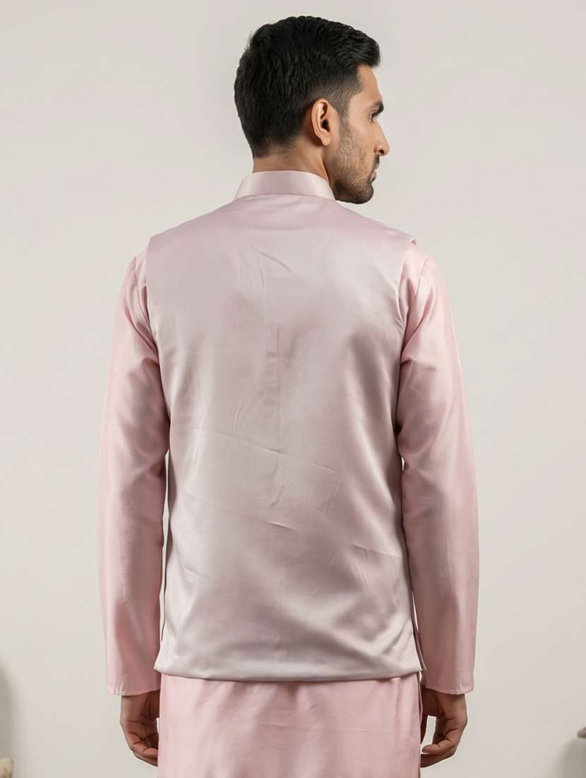 Men Solid With Work Mandarin Neck Nehru Jacket - 22616562 -  Standard Image - 4