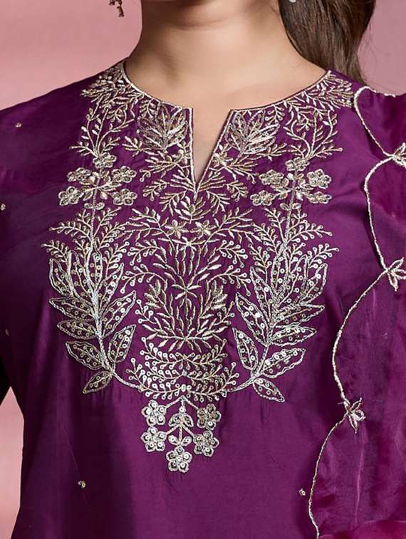 Women Embroidered Short Sleeves Kurta Sharara Set With Dupatta - 22616679 -  Standard Image - 1